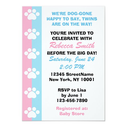 Invitacion Gemelos Fraternales El Perro Baby Shower Zazzle Es