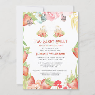 Invitación Gemelos Fresa Fresa Dulce Baby Shower 