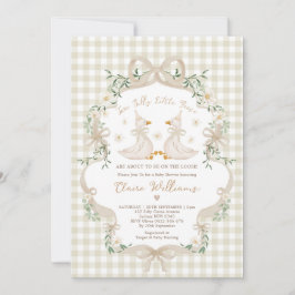 Invitación Gemelos Gansos Tontos Arco Neutro Beige Baby Showe