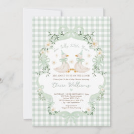 Invitación Gemelos Gansos Tontos Verde Salvia Celebración de 