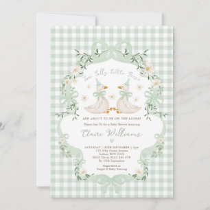 Invitación Gemelos Gansos Tontos Verde Salvia Celebración de