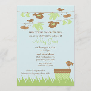 Invitación Gemelos gemelos Neutrales Baby Shower