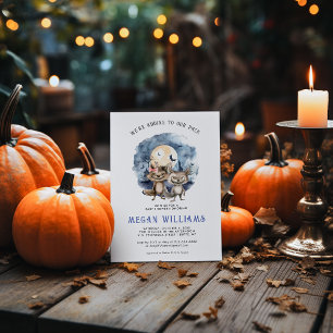Invitación Gemelos Hombre Lobo   Baby Shower de Halloween