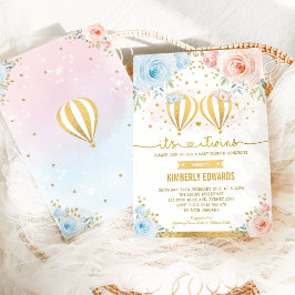 Invitación Gemelos Hot Air Balloon Adventure Baby Shower