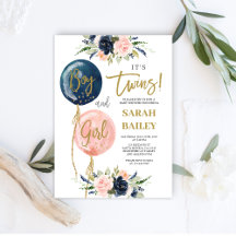 Gemelos invitan a niño y Chica en Baby Shower