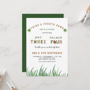 Invitación Gemelos irlandeses se juntan fútbol Cumpleaños 4 a