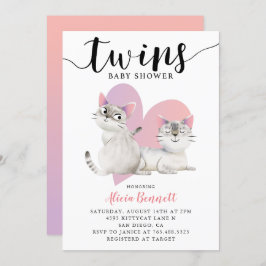 Invitación Gemelos Kitten Kitty Gats Baby Shower
