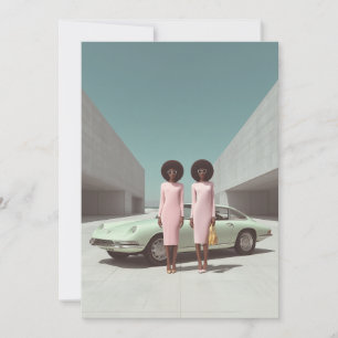 Invitación Gemelos Minimalistas de Moda retro