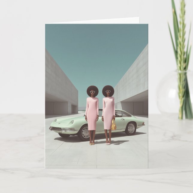 Invitación Gemelos Minimalistas de Moda retro (Anverso)