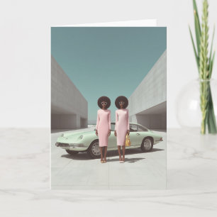 Invitación Gemelos Minimalistas de Moda retro