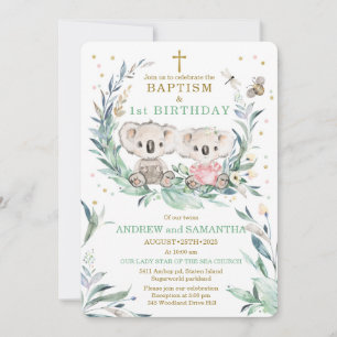 Invitación Gemelos Niño Niña Bautizo y Cumpleaños
