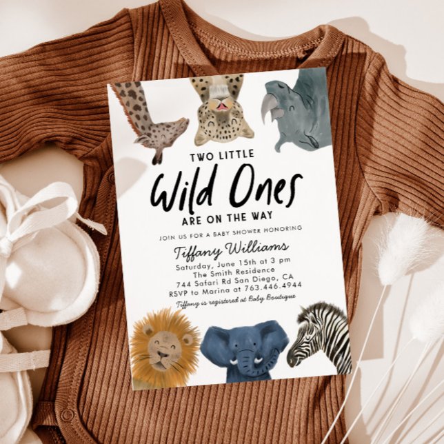 Invitación Gemelos Safari Baby Shower Dos Pequeños Salvajes (Subido por el creador)
