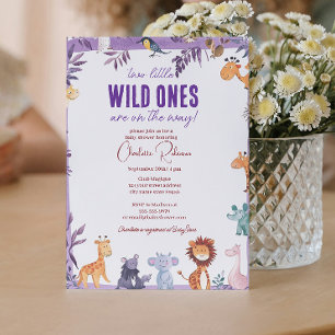 Invitación Gemelos Safari Baby Shower Dos Pequeños Salvajes