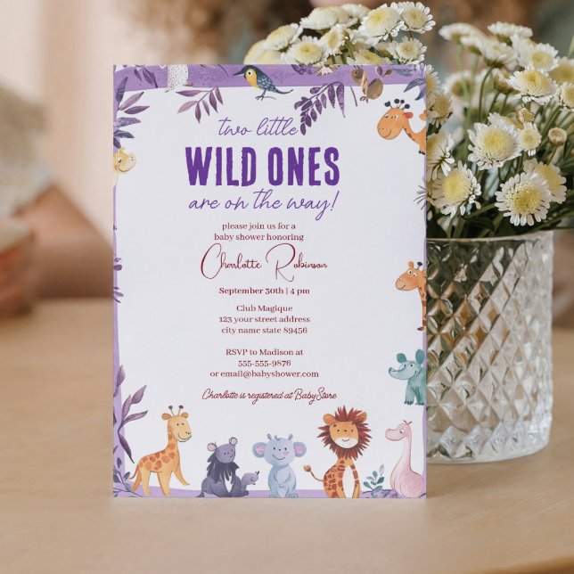 Invitación Gemelos Safari Baby Shower Dos Pequeños Salvajes (Subido por el creador)