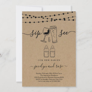 Invitación Gemelos Sip & See Wine & Beer Toast