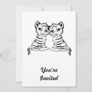Invitación Gemelos Tiger blancos