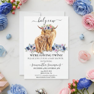 Invitación Gemelos Vaca Sagrada Ternero Highland Fiesta de Be