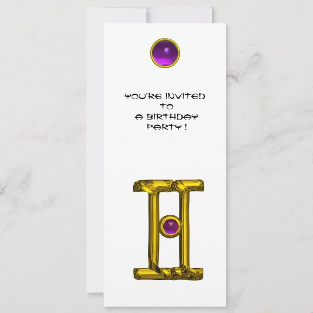 Invitación GEMINI ALEXANDRITE,amethyst amarillo claro blanco (Anverso)