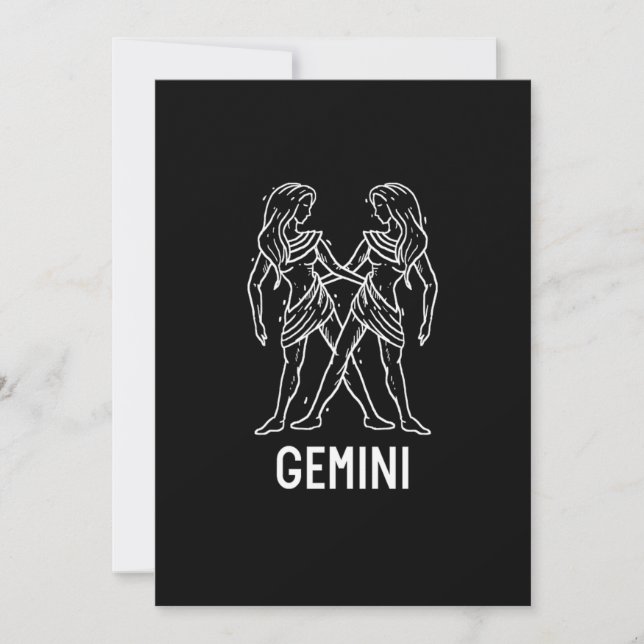 Invitación Gemini Astrología Cumpleaños Regalo Rótulos Zodiac (Anverso)