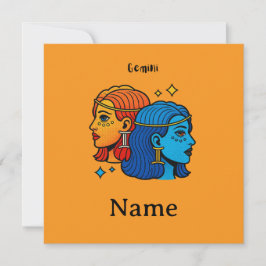 Invitación Gemini Signo Zodiacal Pop Art - Gemelos Celestiale