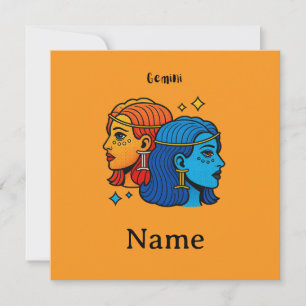 Invitación Gemini Signo Zodiacal Pop Art - Gemelos Celestiale