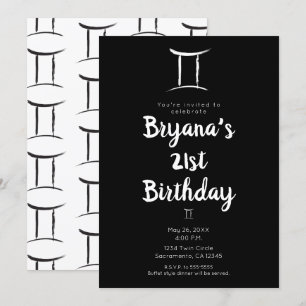 Invitación GEMINI Zodíaco Astrología Fiesta de Cumpleaños May