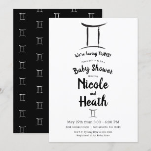 Invitación Gemini Zodiaco Mayo Junio Astrología Baby Shower