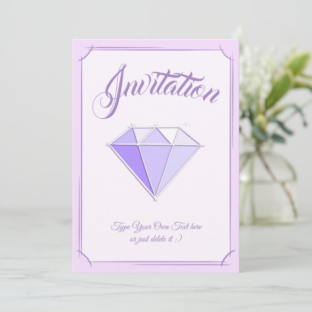 Invitación Gemstone Diamante. Joyería. Aniversario de 60 Boda (Anverso de pie)