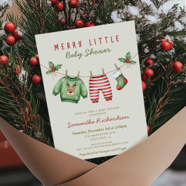 Invitación Gender neutral baby clothes Merry Little Christmas