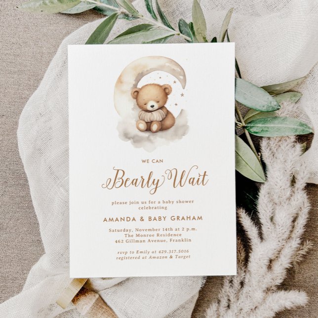 Invitación Gender Neutral Bearly Wait Teddy Bear Baby Shower (Subido por el creador)