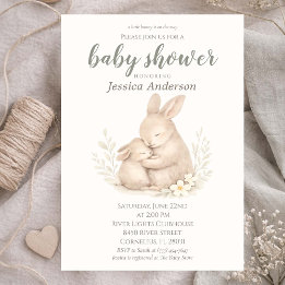 Invitación Gender Neutral Cottagecore Boho Bunny Baby Shower