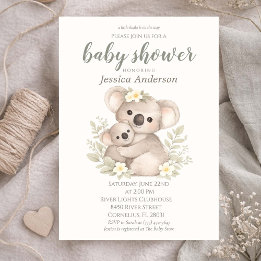 Invitación Gender Neutral Cottagecore Boho Koala Baby Shower 