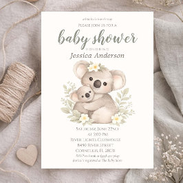Invitación Gender Neutral Cottagecore Boho Koala Baby Shower 