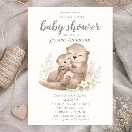 Invitación Gender Neutral Cottagecore Boho Otter Baby Shower 