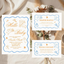 Invitación Gender Neutral doodle cupid Baby Shower Invitation