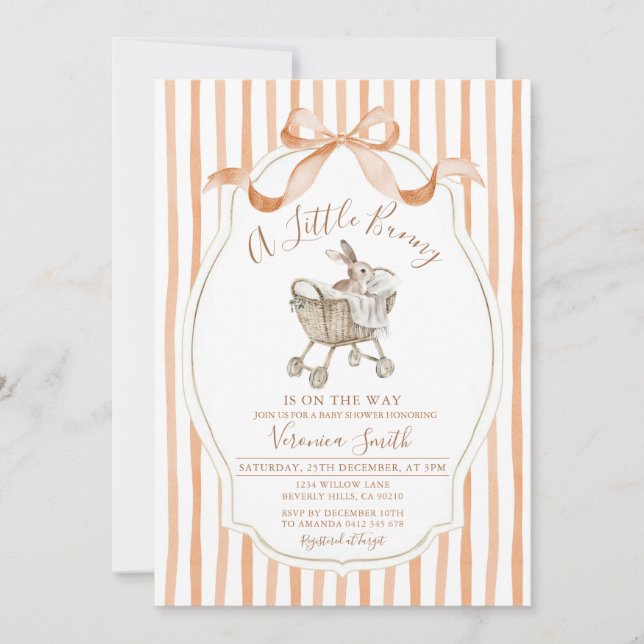 Invitación Gender Neutral Easter Spring Bunny Baby Shower (Anverso)