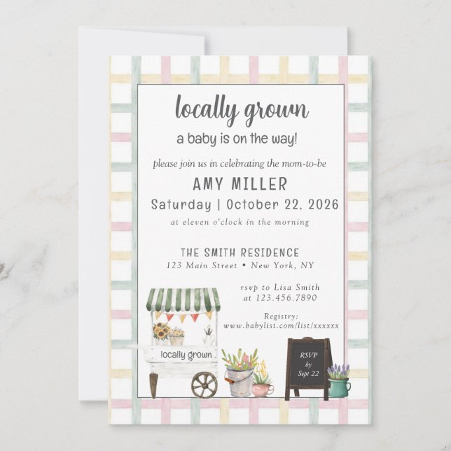 Invitación Gender Neutral Farmers Market Baby Invitation (Anverso)