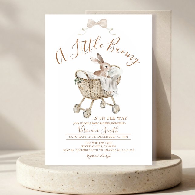 Invitación Gender Neutral Ivory Beige Bunny Baby Shower (Subido por el creador)