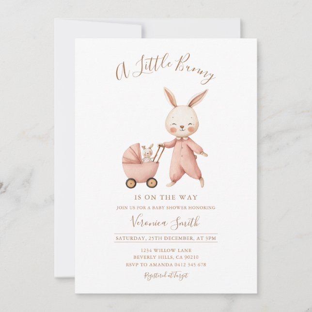 Invitación Gender Neutral Spring Some Bunny Baby Shower (Anverso)