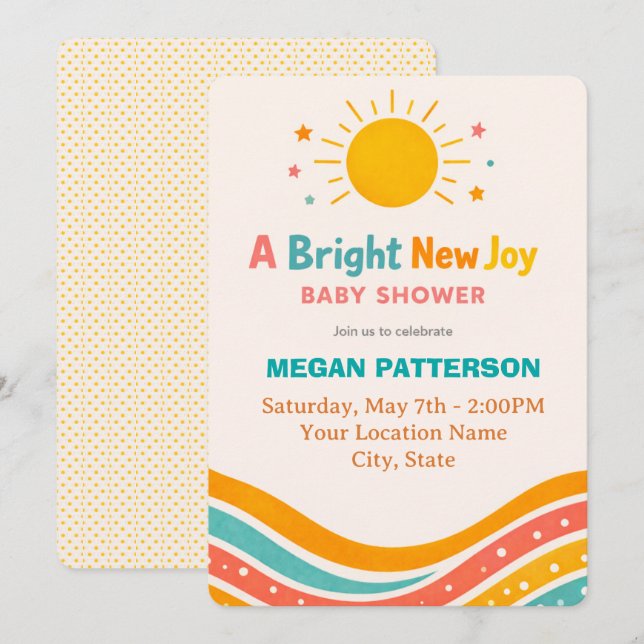 Invitación Gender Neutral Sunshine Baby Shower (Anverso / Reverso)