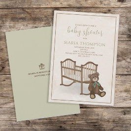 Invitación Gender Neutral Vintage Teddy Bear Gift Registry 