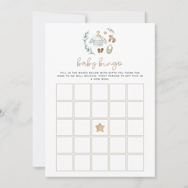 Invitación Gender Neutral Vintage Toys Baby Bingo Card (Anverso)