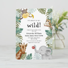 Invitación Gender Neutral Wild Sarafi Animals Baby Shower