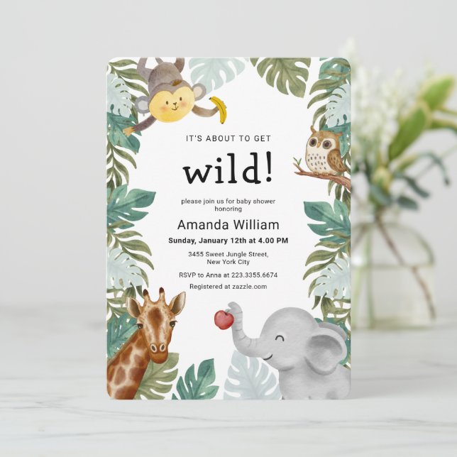 Invitación Gender Neutral Wild Sarafi Animals Baby Shower (Anverso de pie)