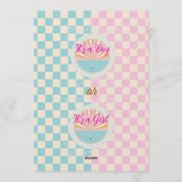Invitación Gender Reveal Blue-Pink Plaid Checkered