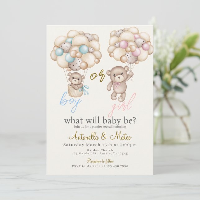 Invitación Gender Reveal Invitation (Anverso de pie)