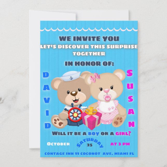 Invitación gender reveal invitation (Anverso)