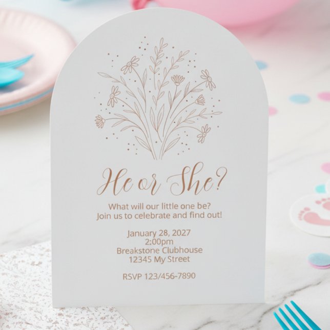 Invitación Gender Reveal Invitation - Boho Floral Arch (Gender reveal party invitation)