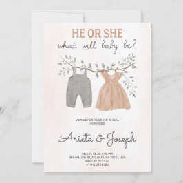 Invitación Gender Reveal Invitation card on marble surface