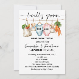 Invitación Gender Reveal Locally Grown Baby is coming